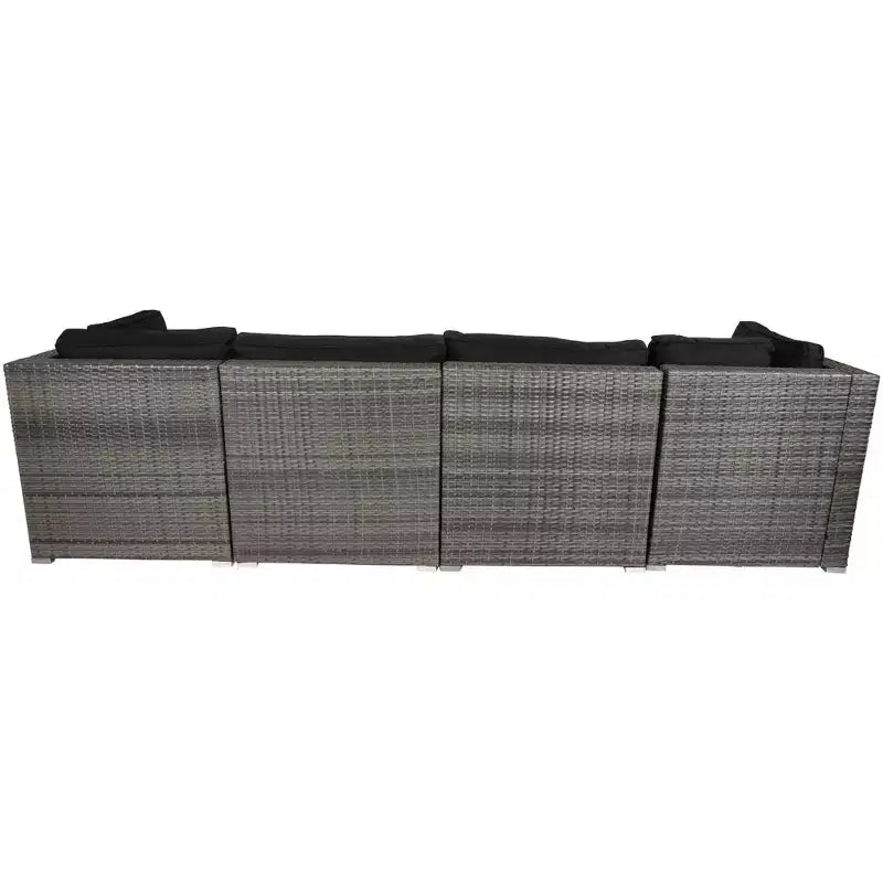 Northlight Taupe Outdoor Wicker Lounge Sectional Set with Coffee Table and Glass Top