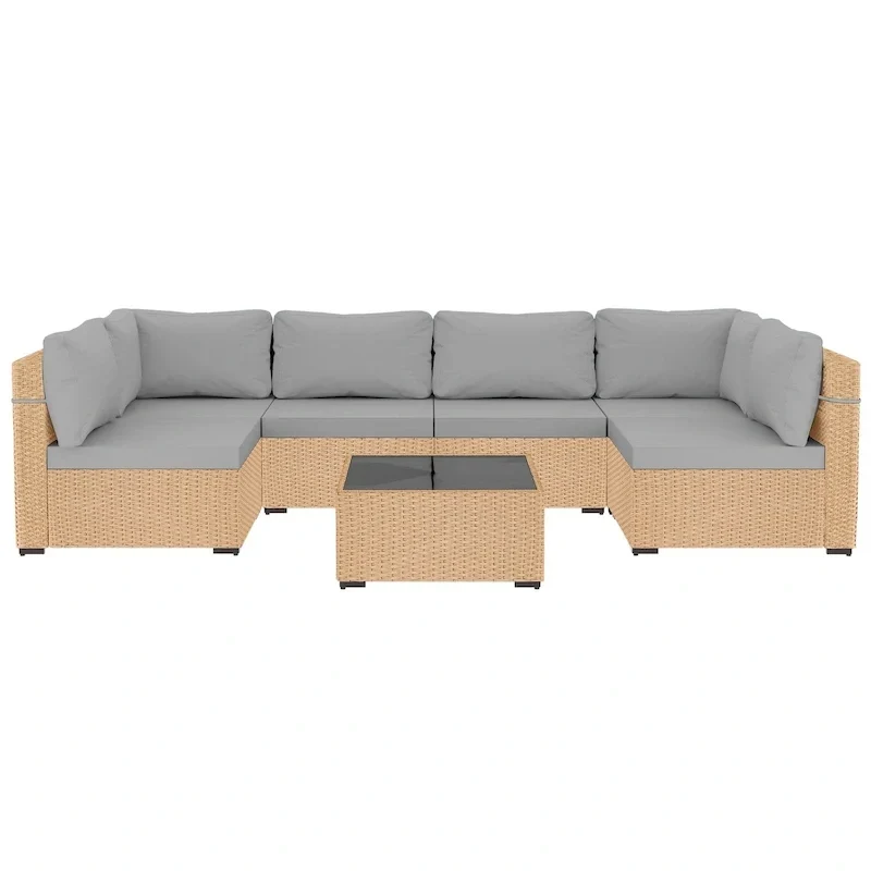 UPHA 7-Piece Wicker Outdoor Seating Group with Cushions