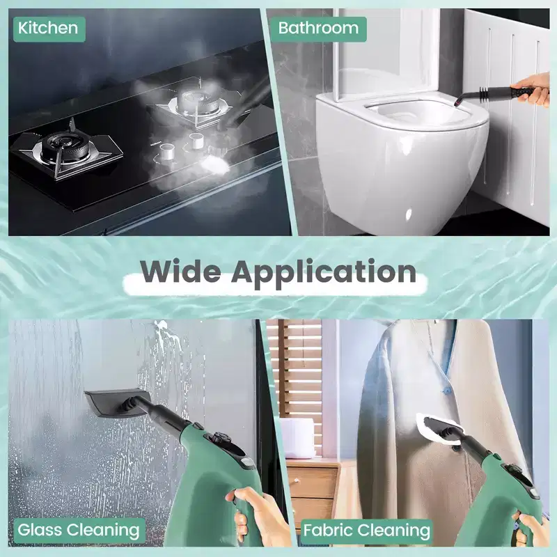 Costway 1400W Multipurpose Handheld Steam Cleaner Steam Mop with 14 Accessories Blue/Green