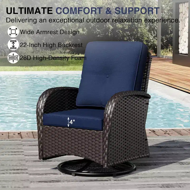 UPTIOT Outdoor Patio Set with Sofas, Swivel Chairs, Ottomans, and Side Table