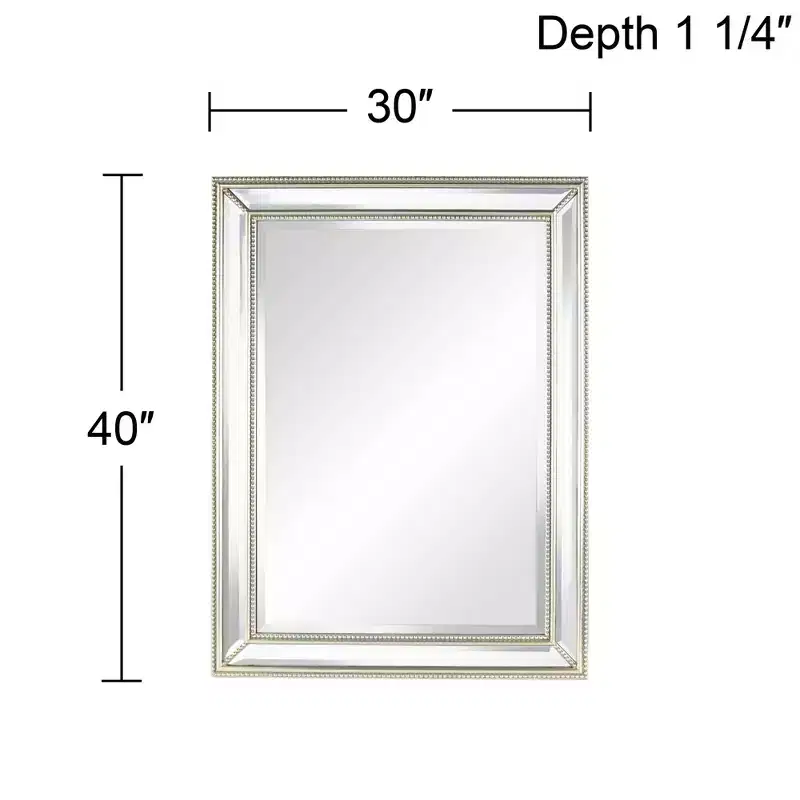 Uttermost Palais Silver 30 x 40 Beaded Wall Mirrors Set of 2