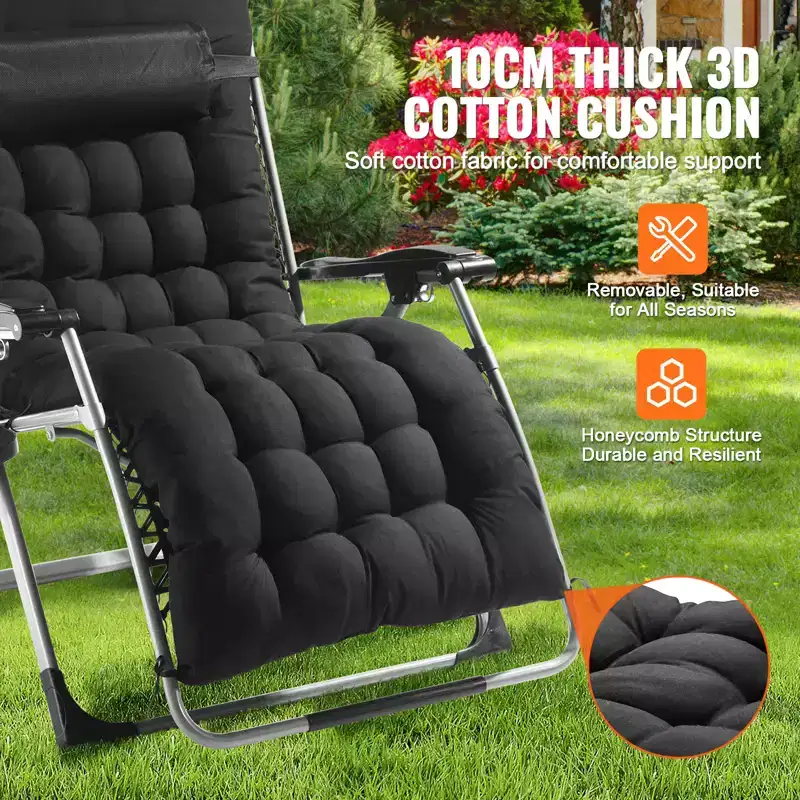 VEVOR Zero Gravity Chair, 33 inch Zero Gravity Recliner Lounge Chair for Indoor and Outdoor, Adjustable Anti Gravity Chair, 500 lbs, Black