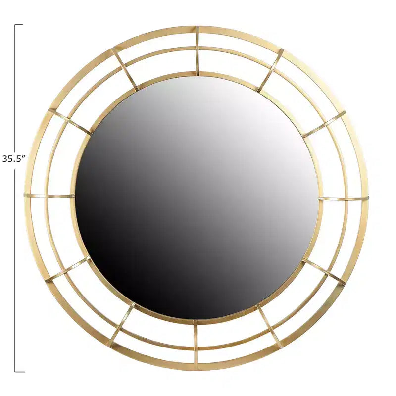 Round Wire Framed Wall Mirror, Gold