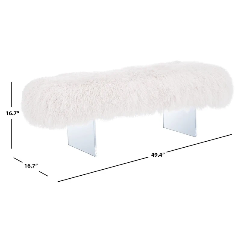 Gaetane Sheepskin Ottoman with Acrylic Legs