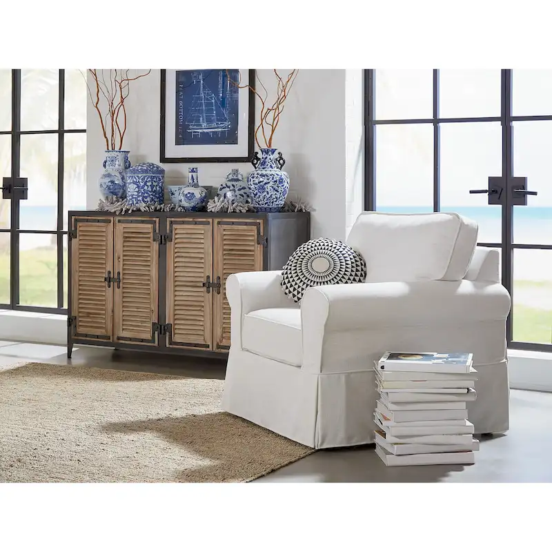 Arm Chair with Removable Washable Slip Cover – Solid Wood Frame, 3 Colors