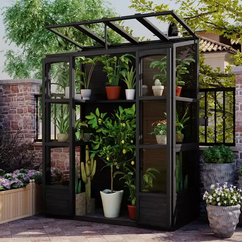 Whisen 78 Greenhouse with 4 Skylights & 2 Folding Shelves