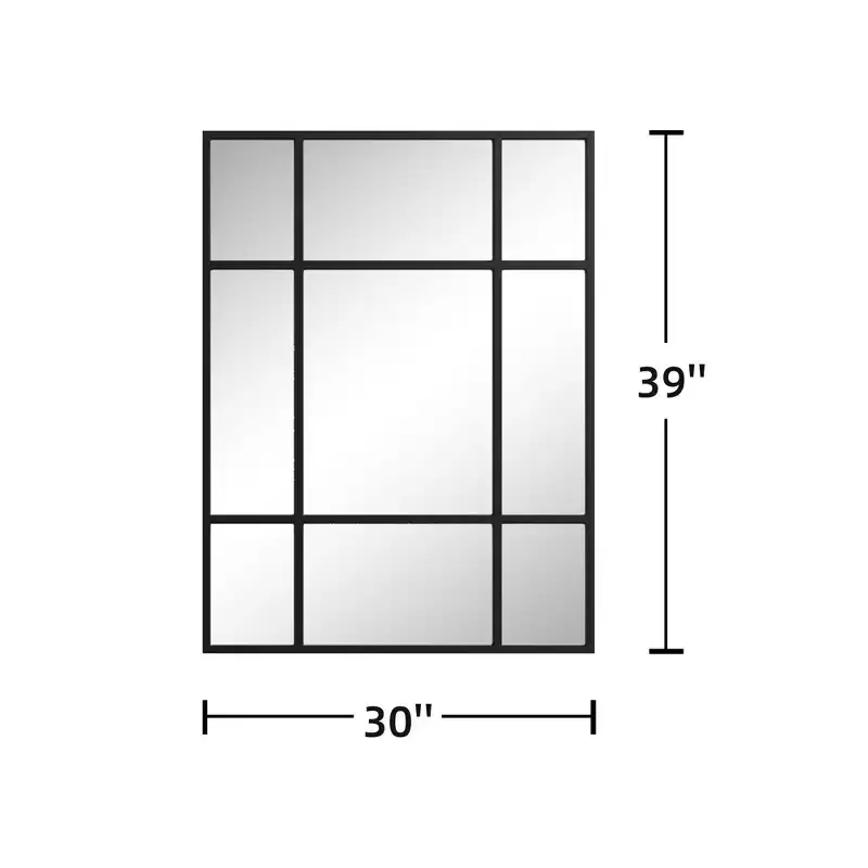39x30 Rectangle Wall Mirror Window Framed Bathroom Mirror Black