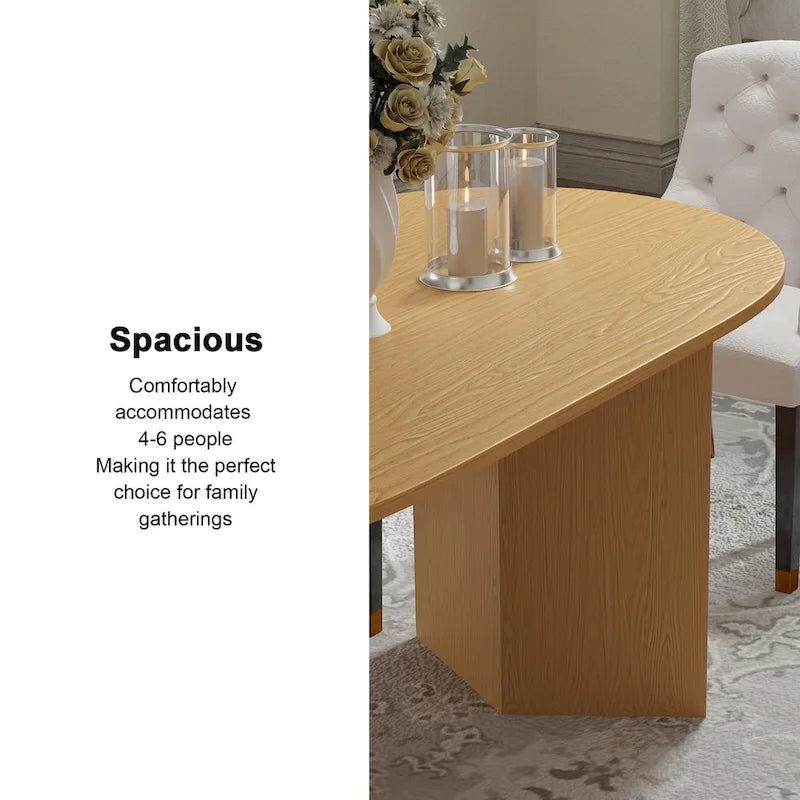 Nordic Style Solid Wood Oval Dining Table, Seats 6