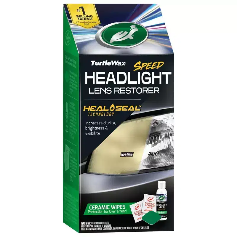 Turtle Wax Headlight Lens Restorer Kit: Liquid Cleaner for Headlamp Refurbishment & Conditioning, Prevents Discoloration