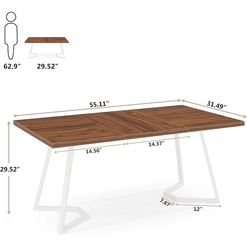 Dining Table – White & Gold / Brown / Grey, Faux Marble Top, Metal Frame, Adjustable Feet, Modern Style