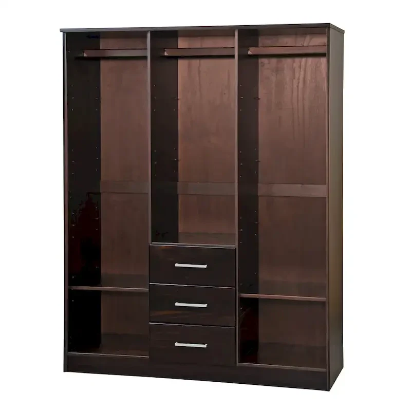 3-Door Solid Pine Wood Wardrobe Armoire, 72