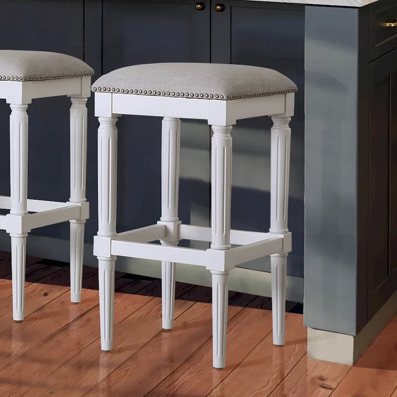 Solid Wood Square Upholstered Seat Bar Stool
