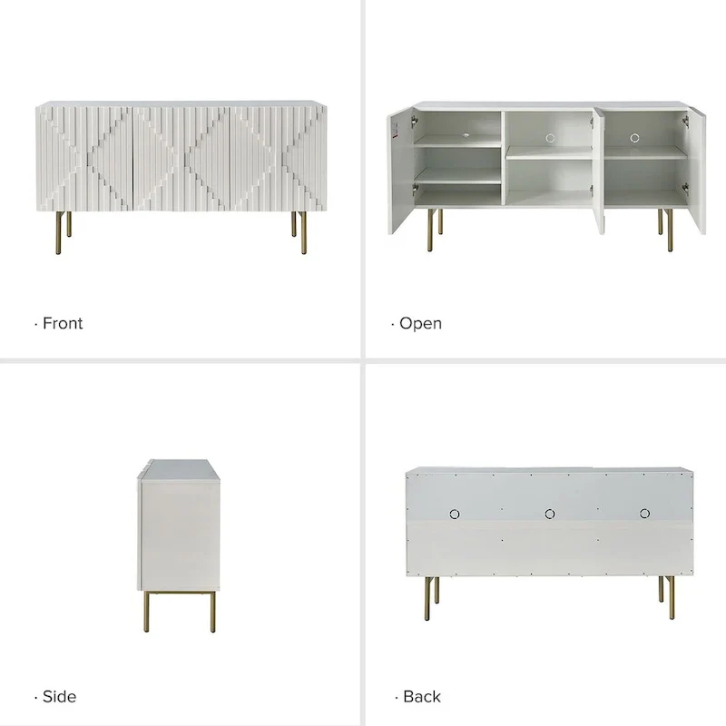 Modern 58 Wide Sideboard with Cable Management & Adjustable Feet