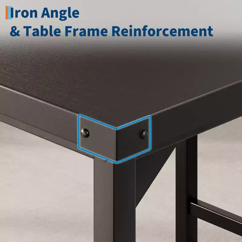 Dining Table Set for 4, 5-Piece Kitchen Table Set, Footrest, Corner Protector, Counter Height Table, 2 Upholstered Bar Stools, for Kitchen