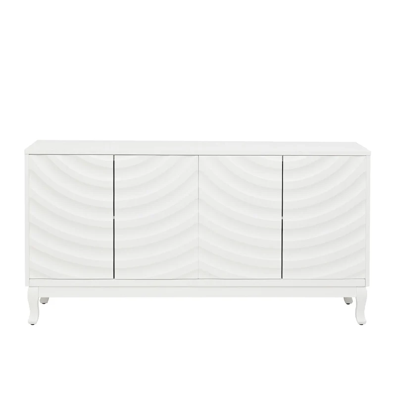 Arched Wavy Pattern Doors Elegant Sideboard with Adjustable Shelves