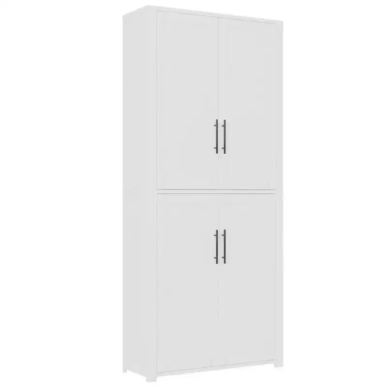 PexFix Kitchen Pantry Cabinet Freestanding Food Storage Cabinet with 4 Doors & Adjustable Shelves Floor Utility Storage Organizer