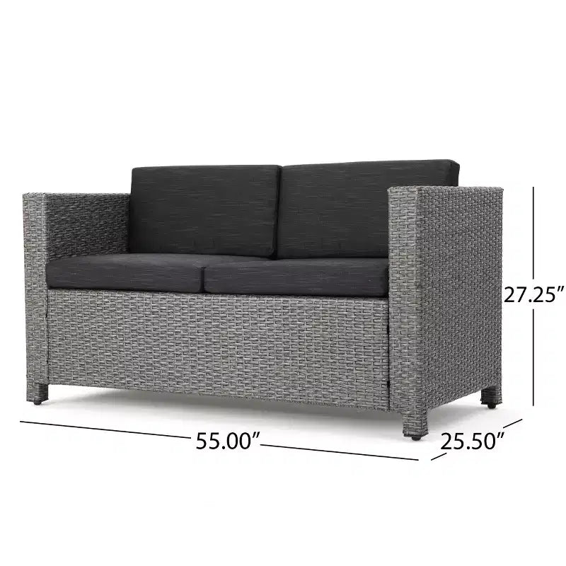 Christopher Knight Home Puerta Outdoor Wicker 4 Seater Chat Set with Cushions