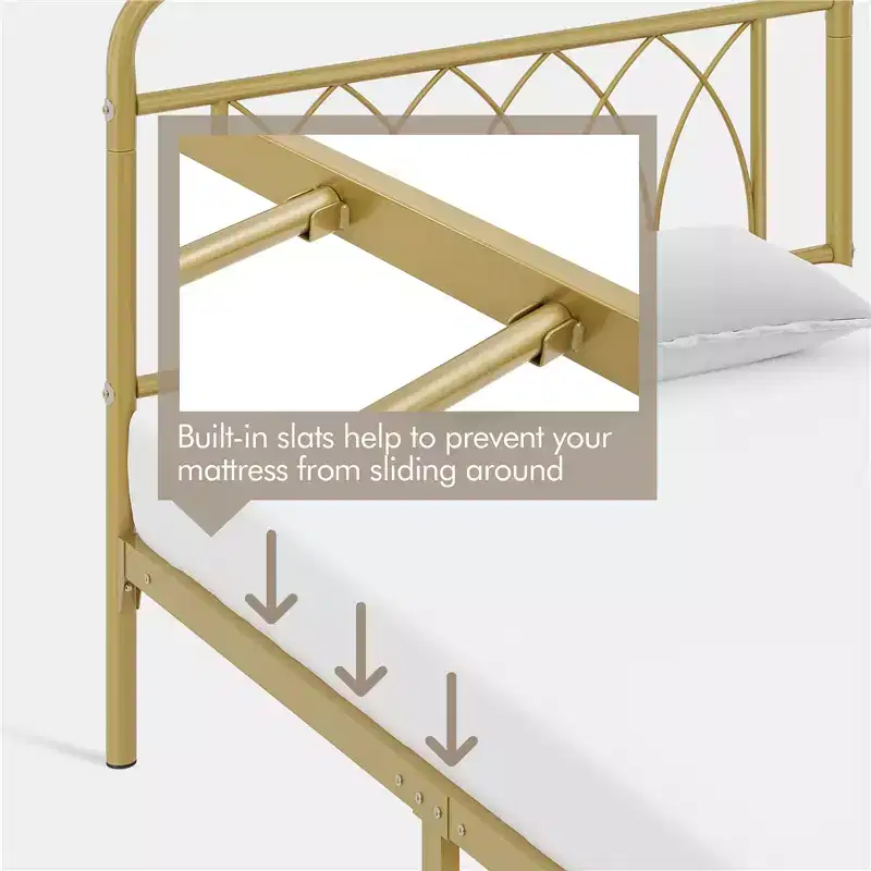 Yaheetech Metal Platform Bed Frame with Petal Accented Headboard and Footboard