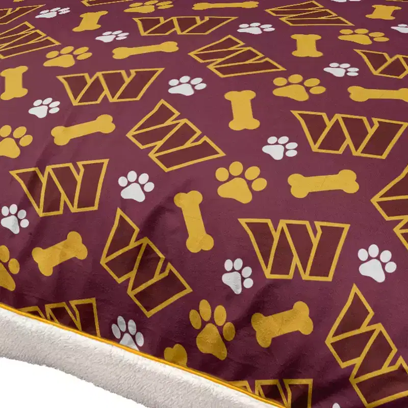NFL Washington Commanders Bones Repeat Faux Shearling Pet Bed