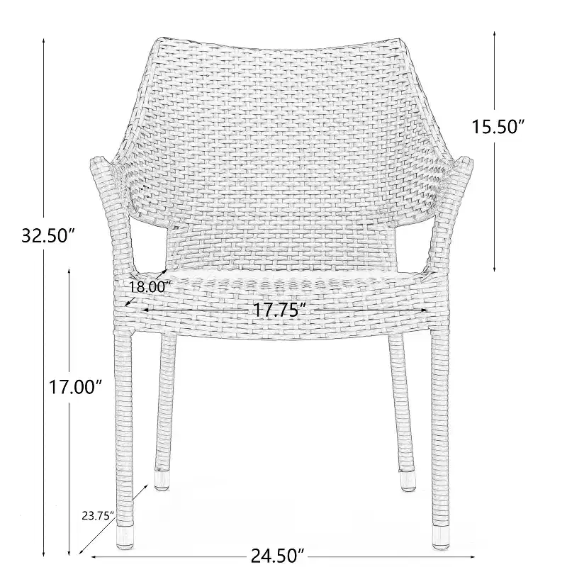 GDFStudio Orchard Outdoor Wicker 3 Piece Stacking Chair Chat Set