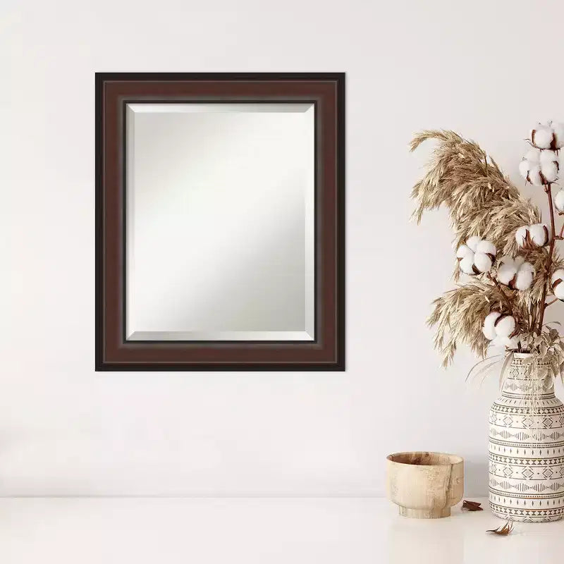 Harvard Walnut Beveled Framed Wall Mirror
