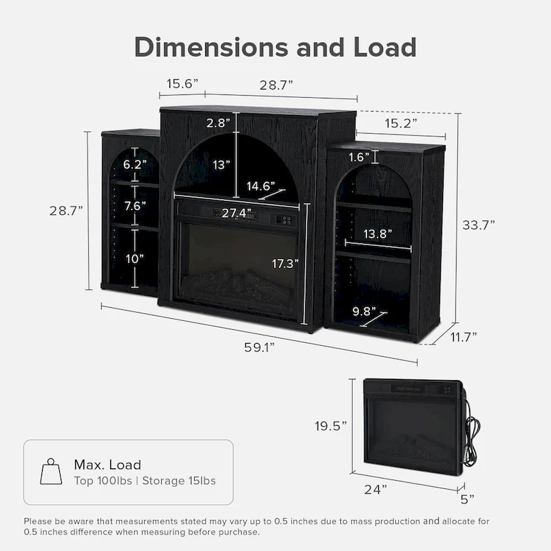 Mopio Blake Electric Fireplace Mantel TV Stand