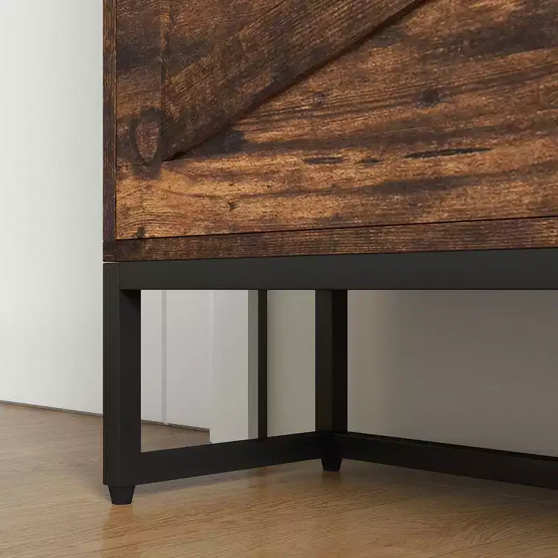 Slim Industrial Shoe Cabinet - 2 Flip Drawers, Adjustable Shelves, Holds 12 Pairs
