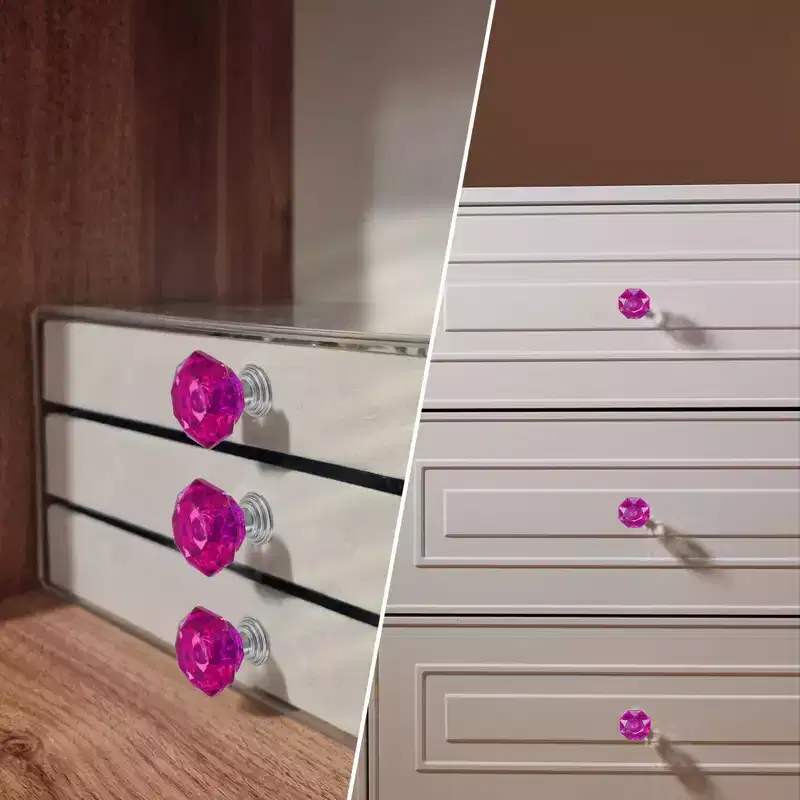 Unique Bargains Crystal Cabinet Knobs with Screw for Cupboard Wardrobe 10 Pcs