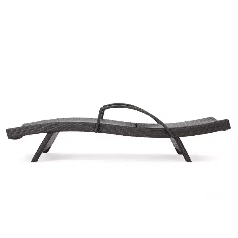 GDFStudio Olivia Outdoor Wicker Folding Adjustable Chaise Lounge and Table Set