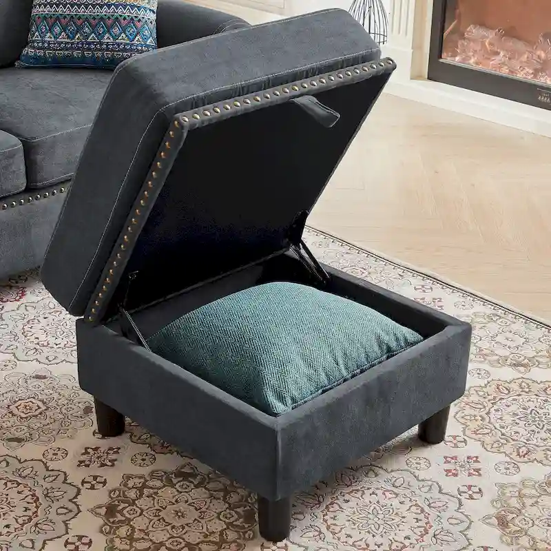 106.69 4 Seater L Shaped Reversible Sectional Sofa with Side Storage Bags