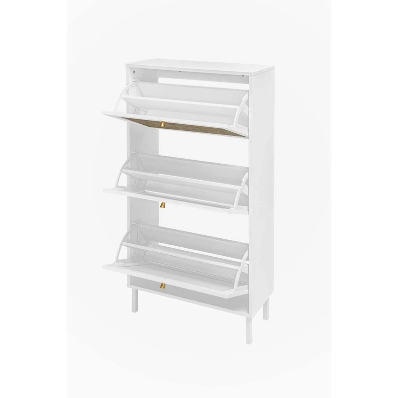 Rattan 3-Door Shoe Rack