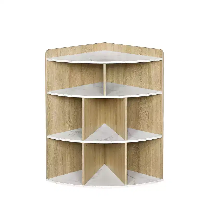 VECELO Corner Cabinet, 3-Tier Cube Storage Organizer, Triangle Bookcases with 8 Cubbies