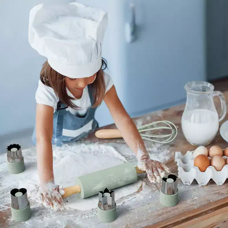 Wooden Cooking & Baking Set for Kids  Safe, Real Kitchen Tools  Durable Utensils, Perfect Gift for Creating Lasting Family Memories