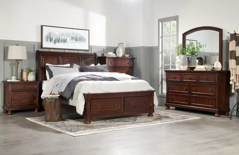 Platform Storage Bed with Headboard & Frame