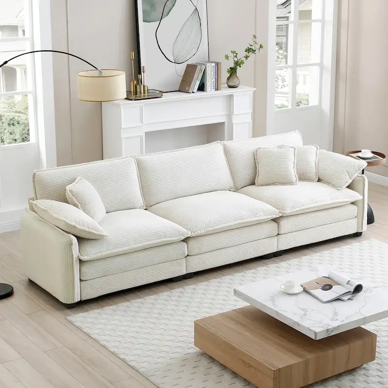 DIY Customization Corduroy Upholstered Armless Modular Sectional Sofa