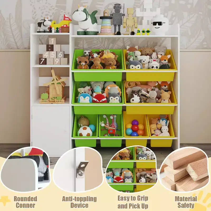 Kids Toy Storage Organizer with 8 Removable Bins & 3 Open Shelves