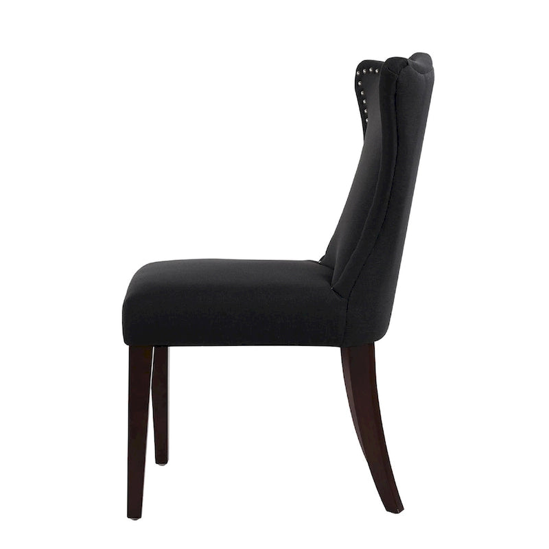Armless Upholstered Dining Chair – Off-White Floral / Gold Floral / Moss Green / Jet Black / Brown Floral / Midnight Blue, Curved Back, Nailhead Trim, Seats 1