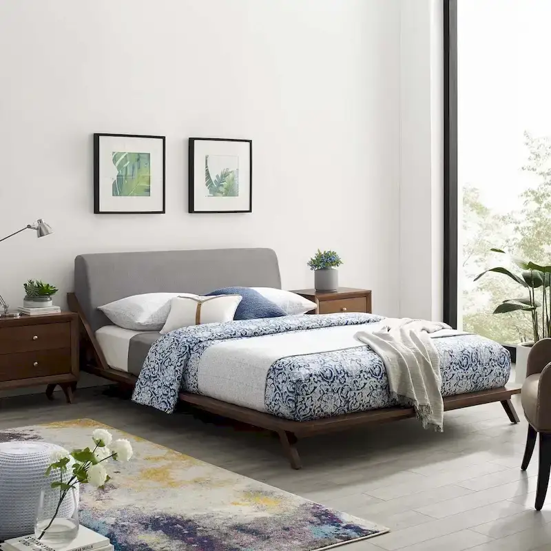 Luella Queen Upholstered Fabric Platform Bed