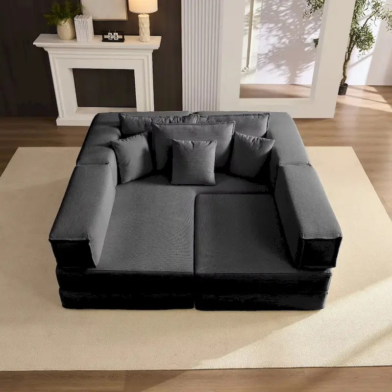 118.2 Oversized Upholstered Sectional Sofa, DIY Corduroy Sofa