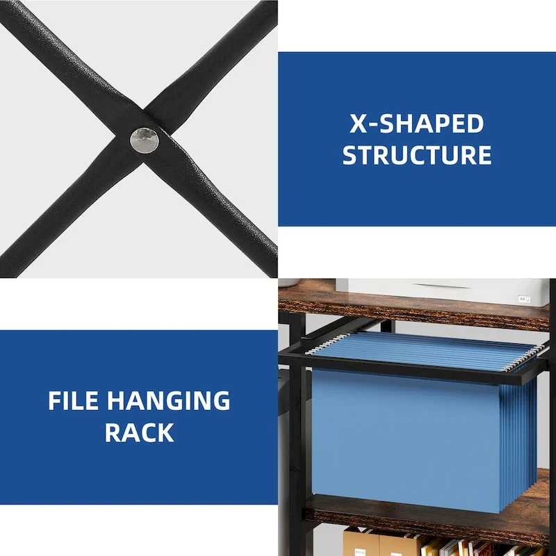 3-Shelf Printer Stand with Storage, Rolling Printer Table Machine Cart Organizer with Wheels