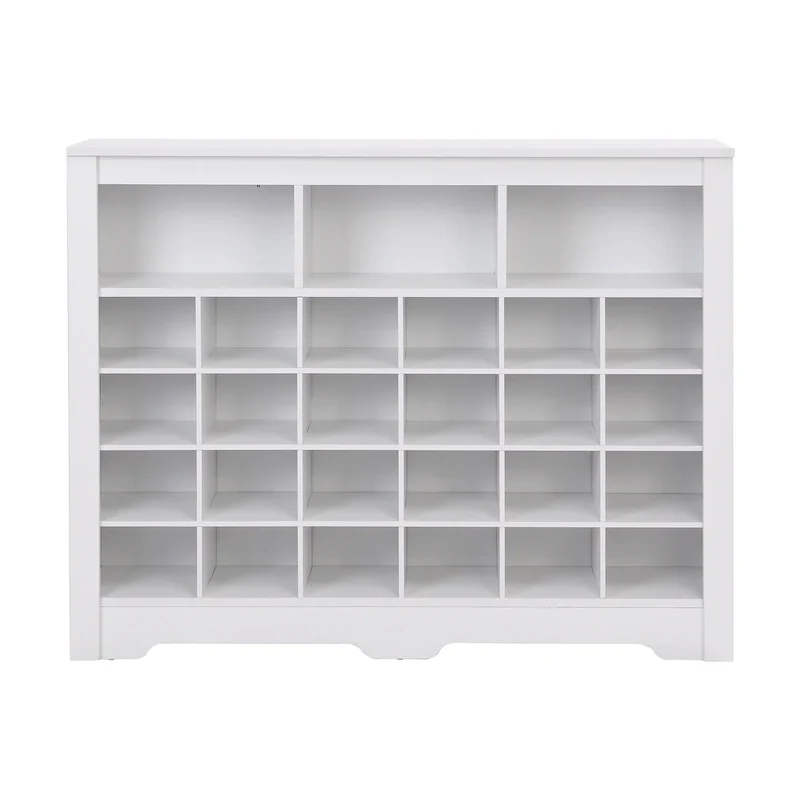 24-Cubby Shoe Cabinet with Curved Base, Versatile Sideboard