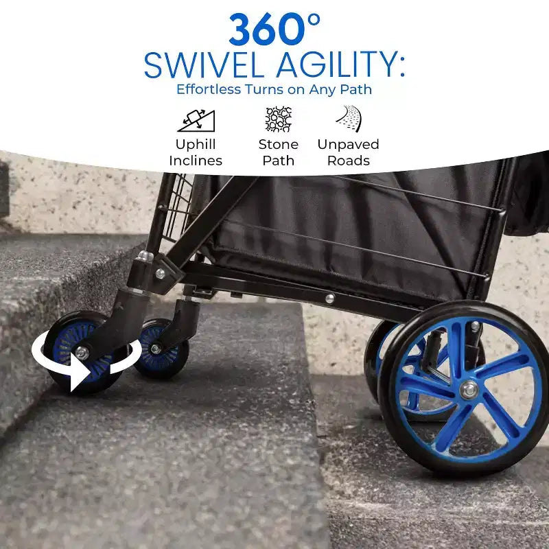 Small Foldable Shopping Cart with Removable Liner - Blue