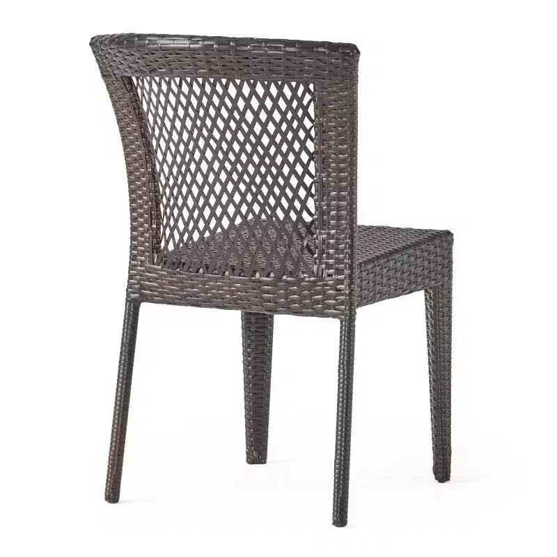 GDFStudio Holmes 5 Piece Outdoor Wicker Dining Set with Round Table and Umbrella Hole