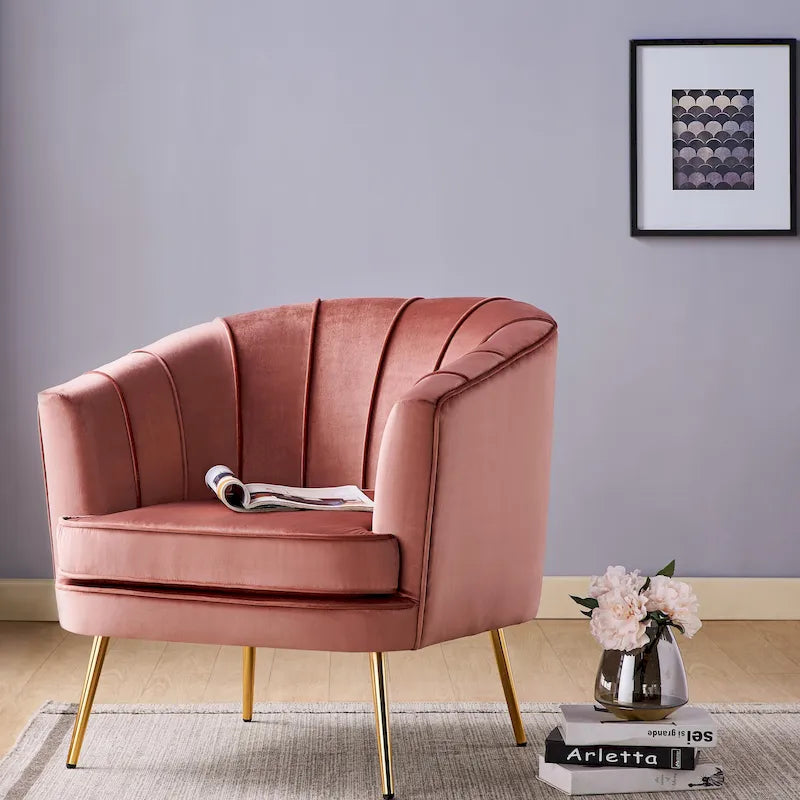 Contemporary Upholstered Accent Chair – Blue / Pink / Orange / Lilac / Green / Purple, Mid-Century Style, Seats 1
