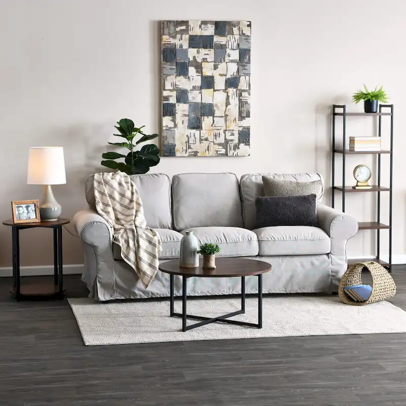 Household Essentials Side End Table with Storage Shelf