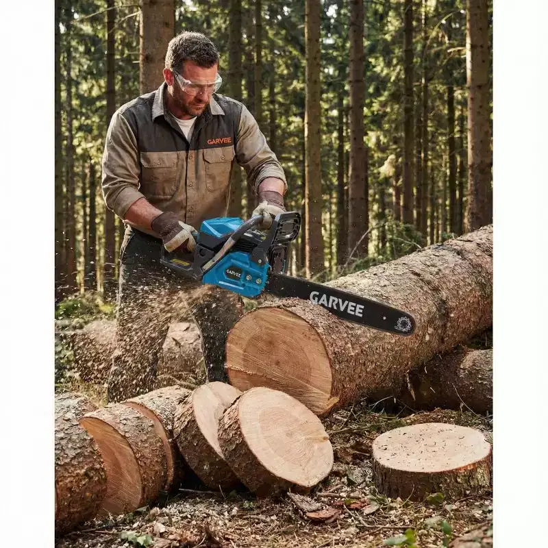 Powerful Gas Chainsaw with Carbon Steel Chain & Nylon Housing, 20-Inch Bar, 52cc/58cc High-Performance Engine for Professional Wood Cutting