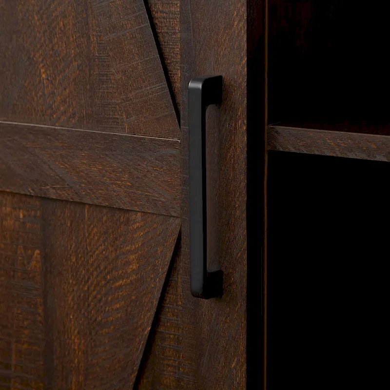 Rustic Barn Door Storage Cabinet Pantry Cupboard with Adjustable Shelves