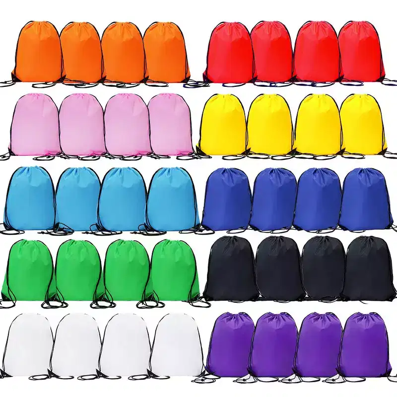 40 Pcs Drawstring Backpack Bulk Draw String Bags Cinch Polyester Bag, 10 colors