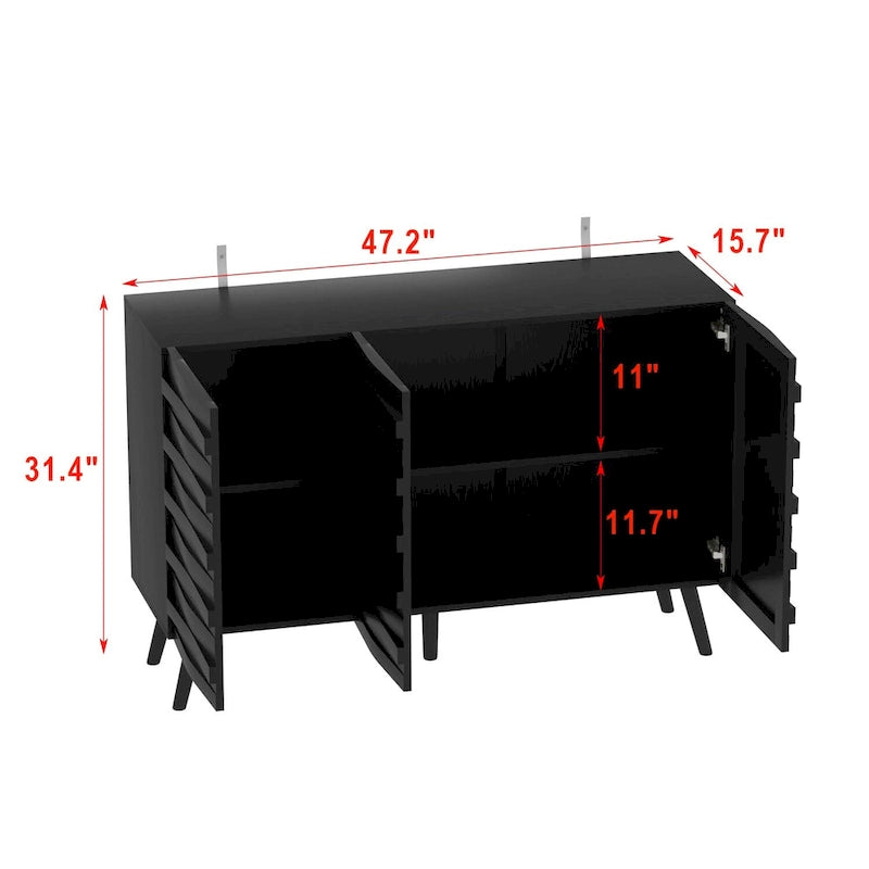 Sleek Black Buffet Cabinet Home Decor Console Table Side Table Wood