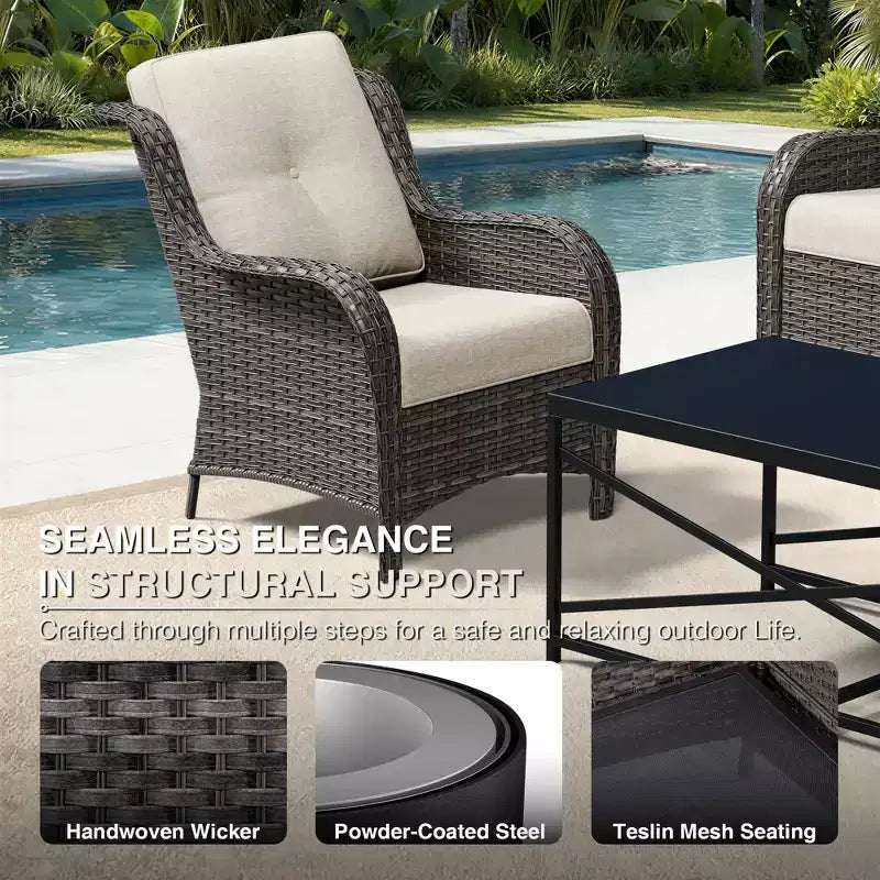 UPTIOT All-Weather Olefin Wicker Sofa Set with Multi-Functional Ottomans
